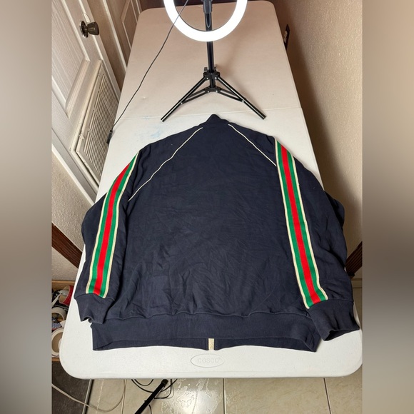 Gucci Navy Armband Signature Zip-up Uniform Sweater Sz XXL lot - Picture 6 of 13